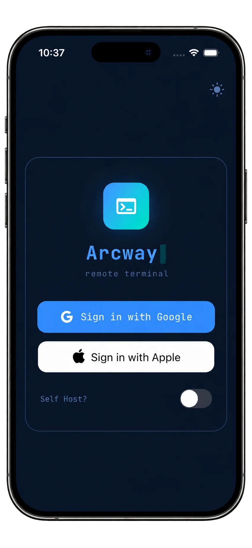 Arcway sign in screen